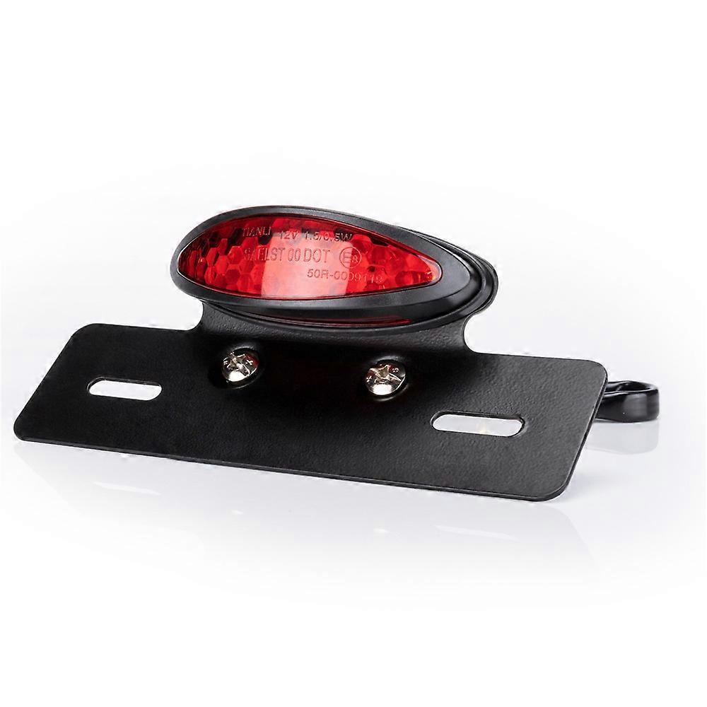 Motorcycle Tail Light Brake Light Red And White Red License Plate Light, Xl Size, Black