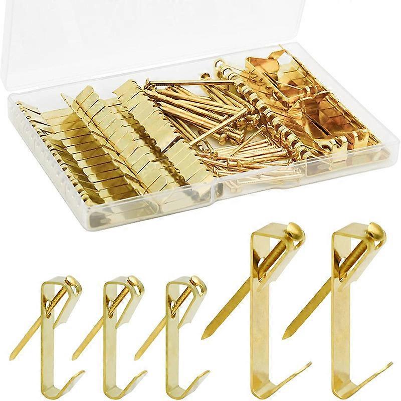50pcs Picture Hanger Kit Stainless Steel Frame Clips Picture Hanger Hooks Hanging Mirror Hooks Assorted Picture Wall Hangers