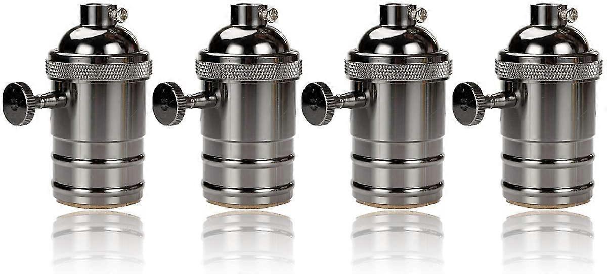 4pcs Edison Vintage Socket E27 Lamp Adapter with Switch Retro Vintage Chandelier Cordless Black
