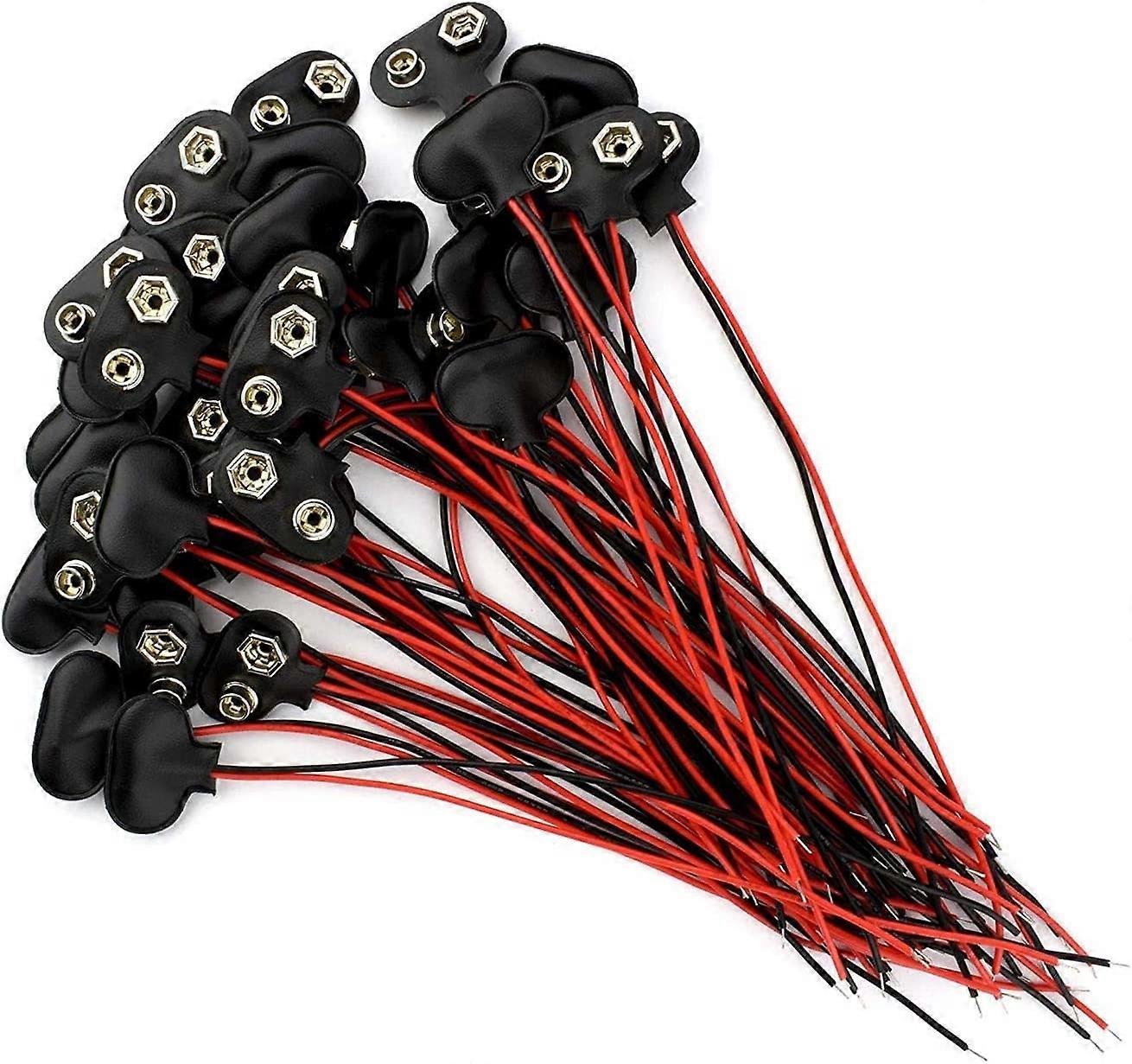 40 Pack 9 Volt Battery Clip Connector Battery Snap Wire Connectors (40 Pack-15cm)