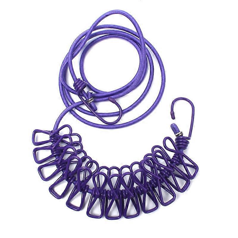 Outdoor Clothesline with Clips, Adjustable Elastic Portable Clothesline, Elastic Retractable Clothes
