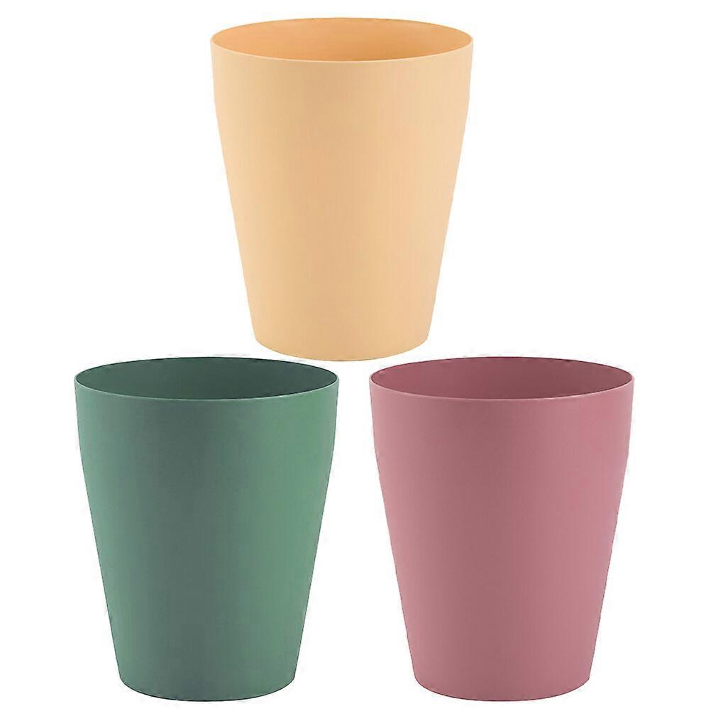 3pcs Small Plastic Trash Can Simple Lidless Wastebasket Recycling Bin for Office Home