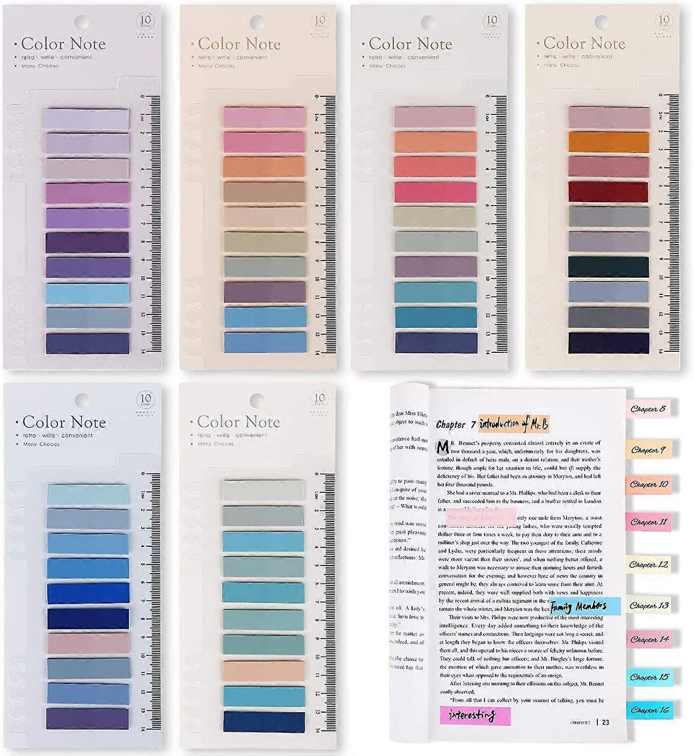 1200Pcs Sticky Tabs, Colorful Book Markers with Ruler for Index Callout, Morandi Sticky Note Tabs Book Tabs