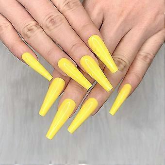 24pcs Pure Color Ballerina Long Glossy Fake Nails Press-cb5
