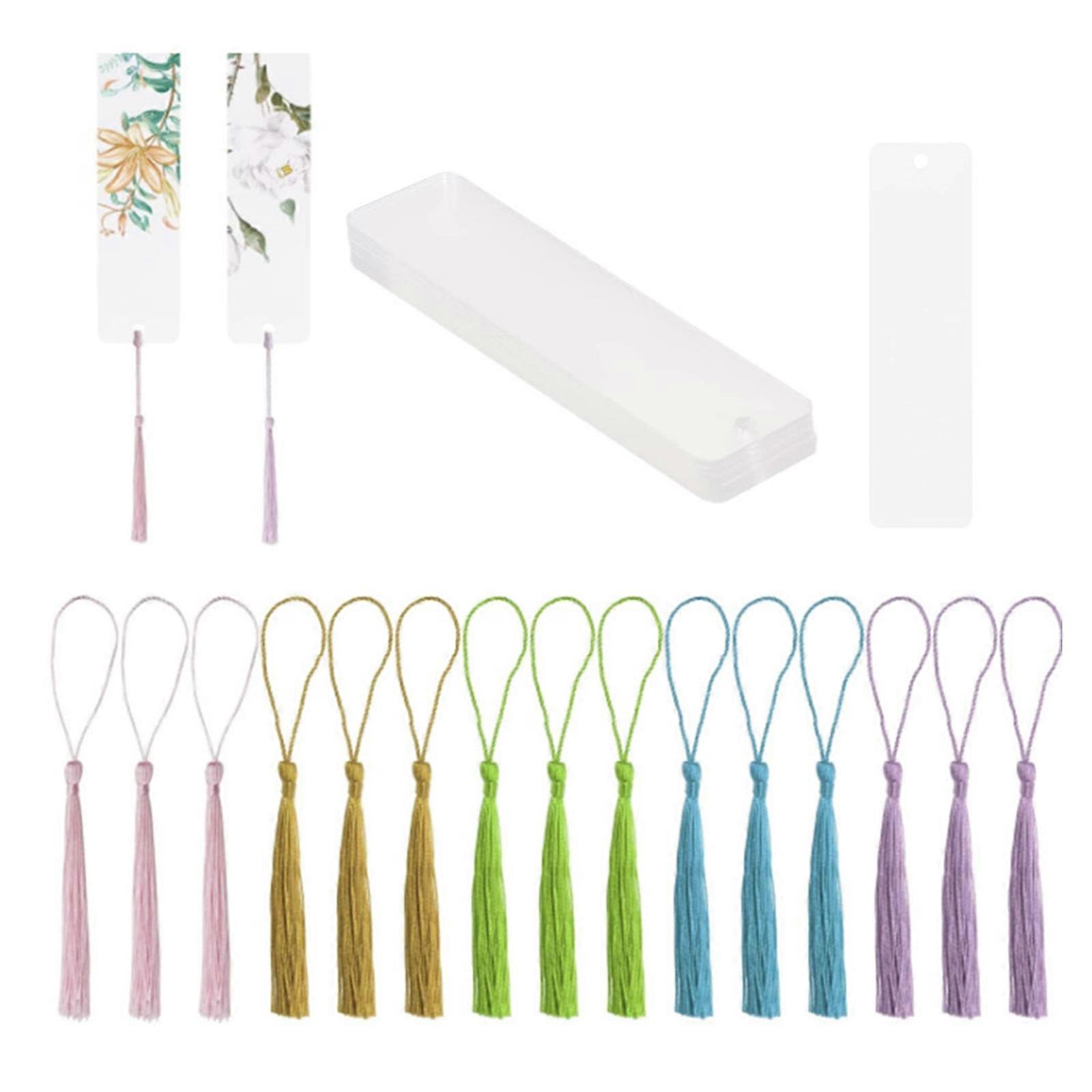 30 Pcs Sublimation Bookmark Blank DIY Bookmarks with Hole and Colorful Tassels for Crafts,Personalized Tassels Blank Bookmarks