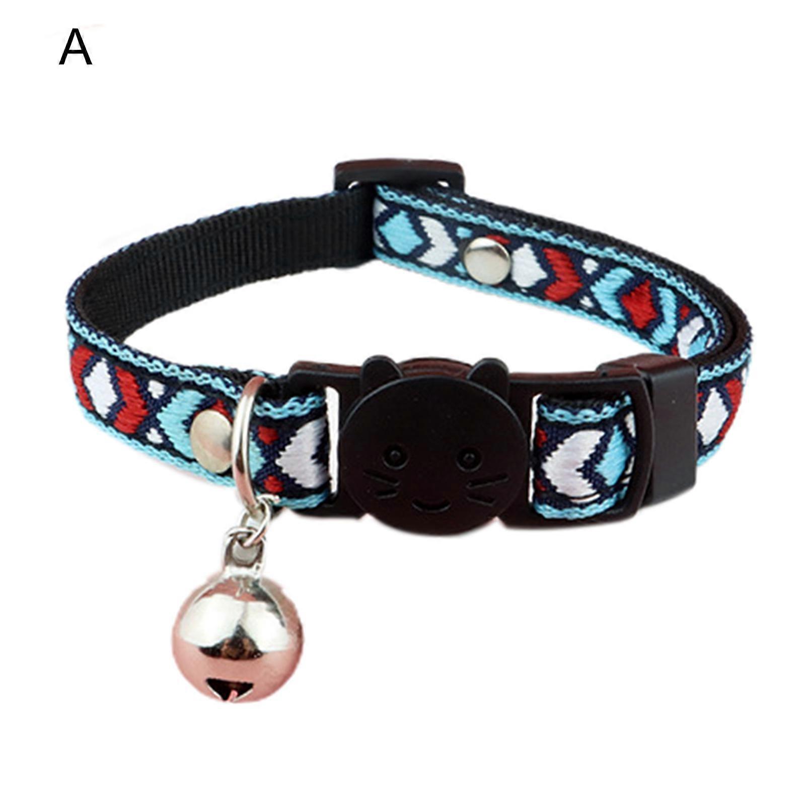 QingHai Pet Necklace Colorful Grids Pattern Anti-suffocation Fine Workmanship Breakaway Pet Cats Collars with Bell for Valentines Day