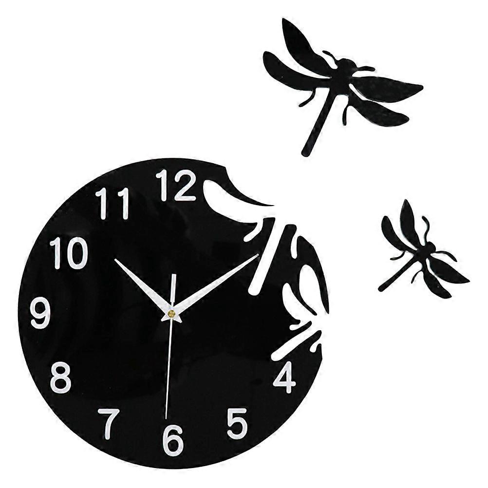 1 Set Art Acrylic Clock Hanging Dragonfly Clock Living Room Wall Clock 3D Clock for Home