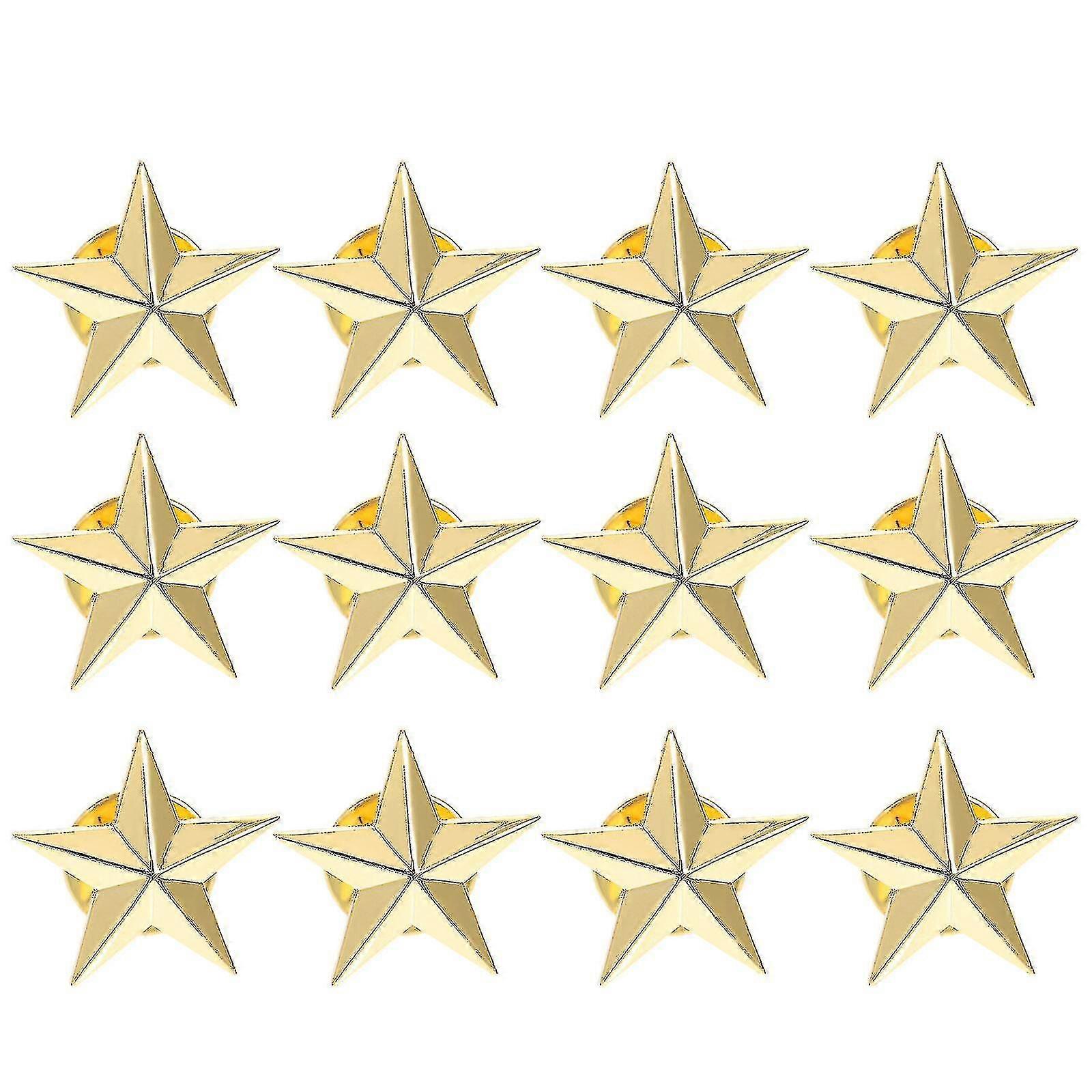12 Pcs Clothes Pin Five Point Star Badge Blank Star Badge Star Pin Badges Star Enamel Lapel Pin Star Brooch