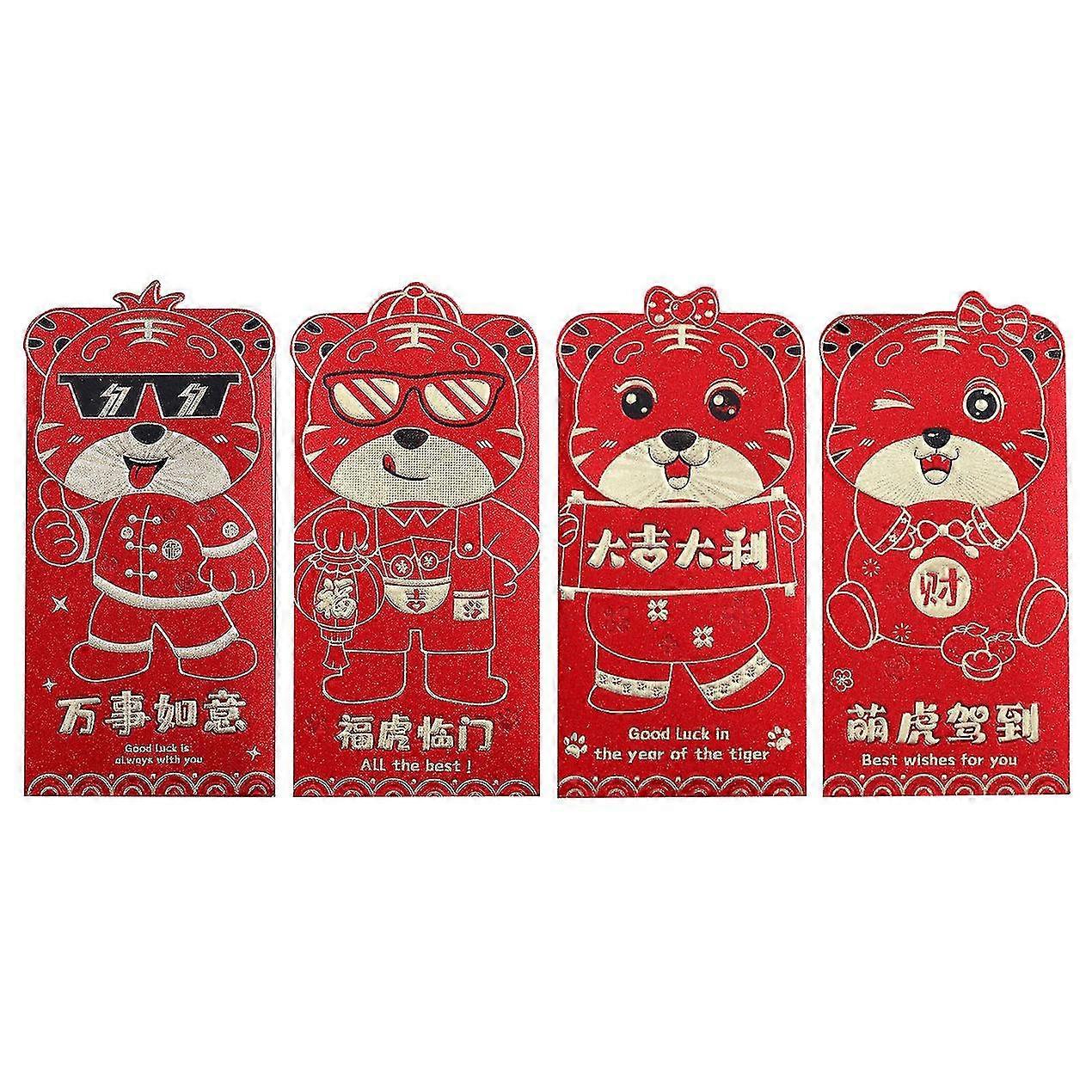 16 Pcs Chinese Red Envelopes, Year of the Bao Lucky Money Packets for 2022 Spring Festival Birthday