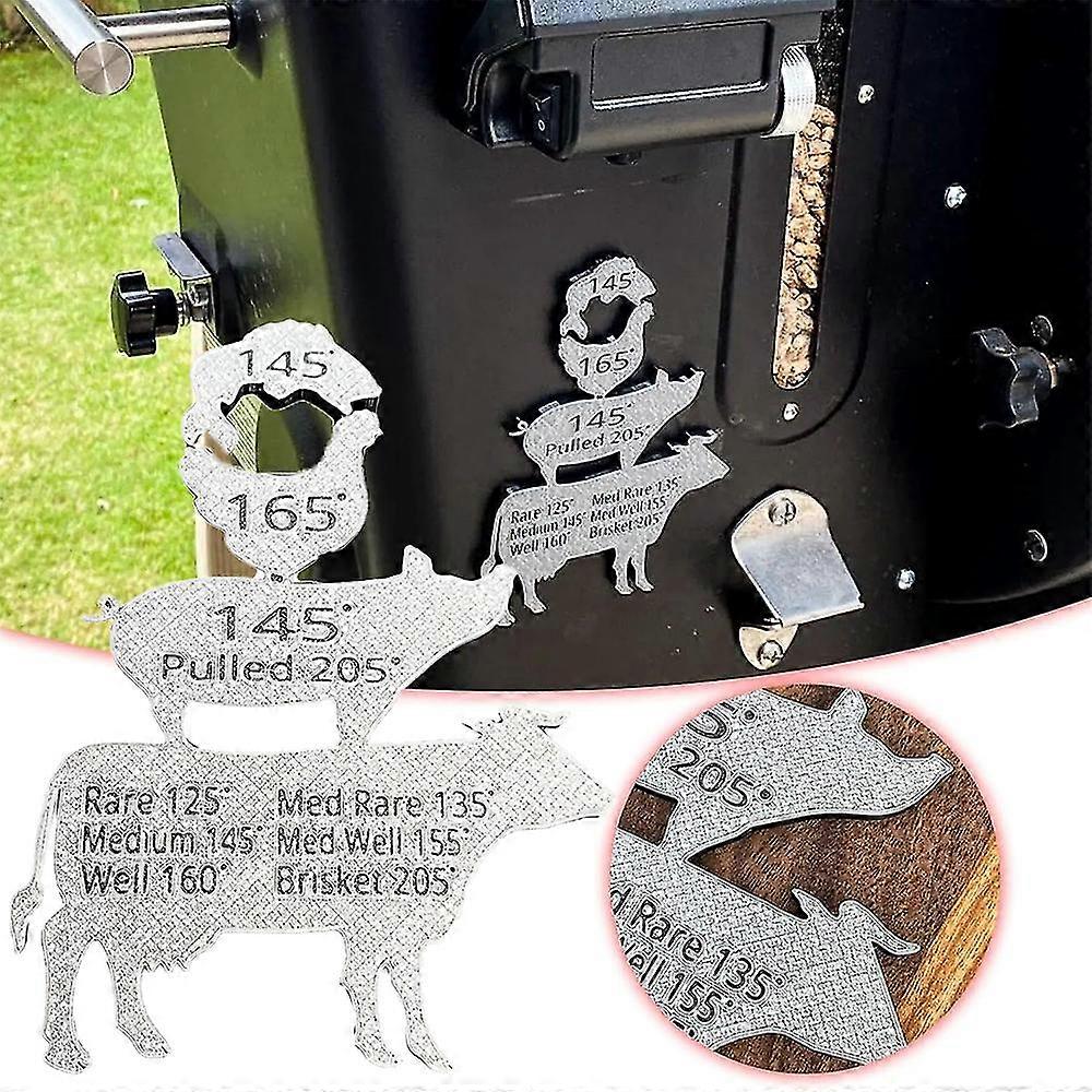 1/2pcs Metal Meat Temperature Chart Magnet For Fridge And Grill, Stacked Animal Internal Temperature Guide Grill Magnet Smoking Meat Accessories