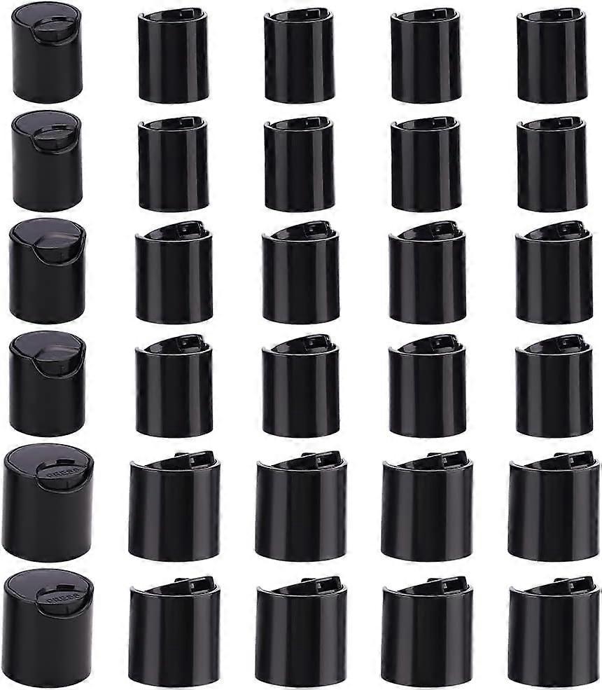 30Pcs PP Plastic Press Caps 3 Size Black Replacement Disc Top Closure Dispensing Lotion Bottle Closure for Squeeze Bottles Neck Diameter 0.7/0.8/1 inc