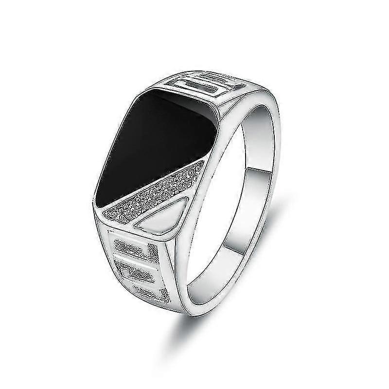 Square Set Zircon Men's Ring - Silver Plated Square Diamond Zircon Ring