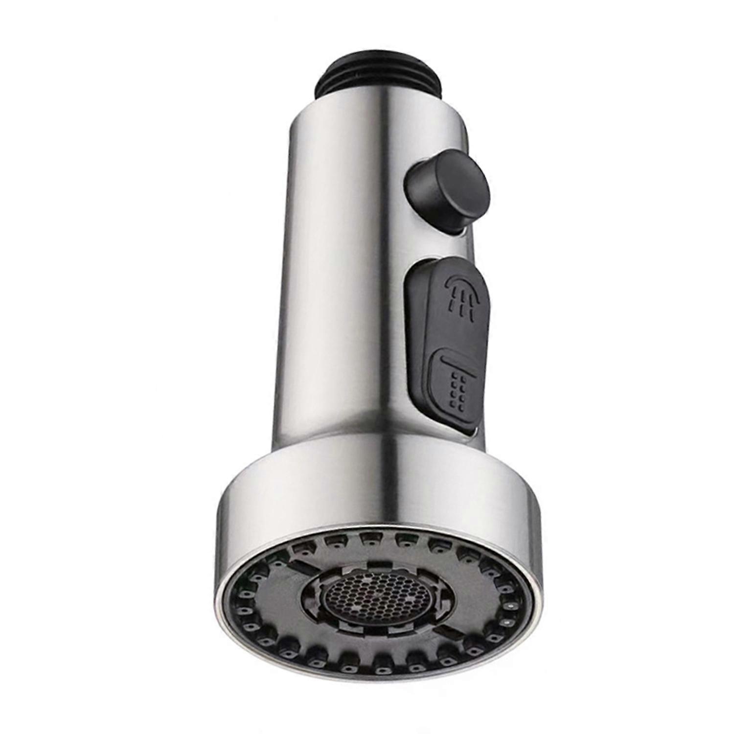 Faucet Sprayer Head Removable 3-Function Adjustable Pull-Out Metal Nozzle Replacement Silver Color