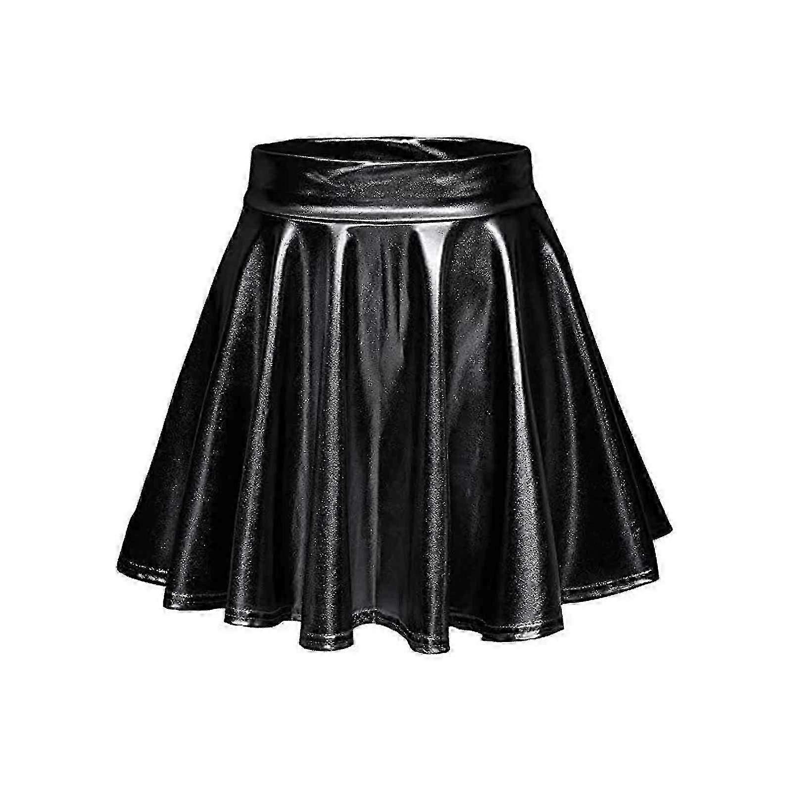 Fényes metál gördeszkás szoknya divat kiszélesedő magas derekú miniszoknya, rakott szoknya nőknek S-XL