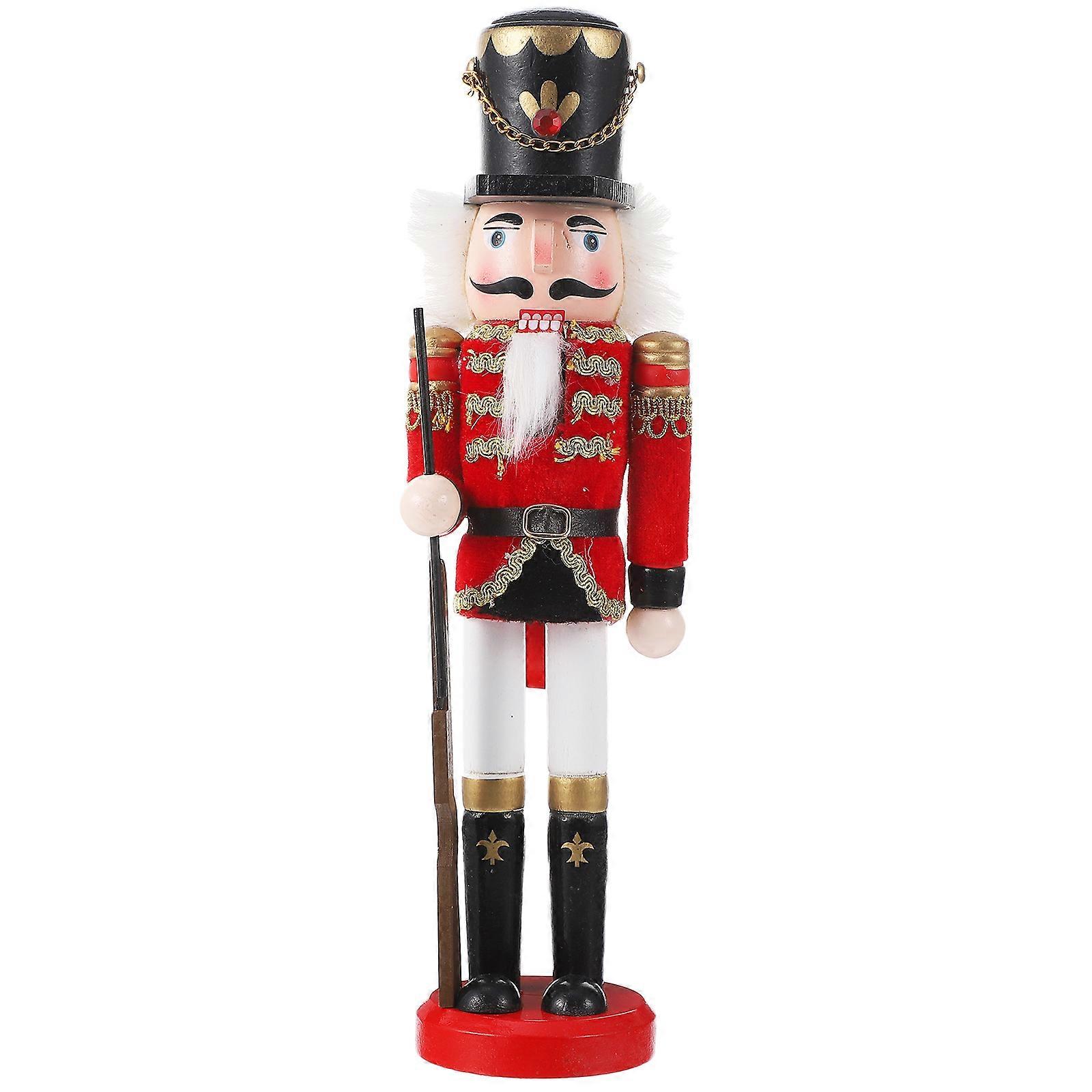 Nutcracker Soldier Puppet Ornament Wooden Nutcracker Soldier Figure Decor