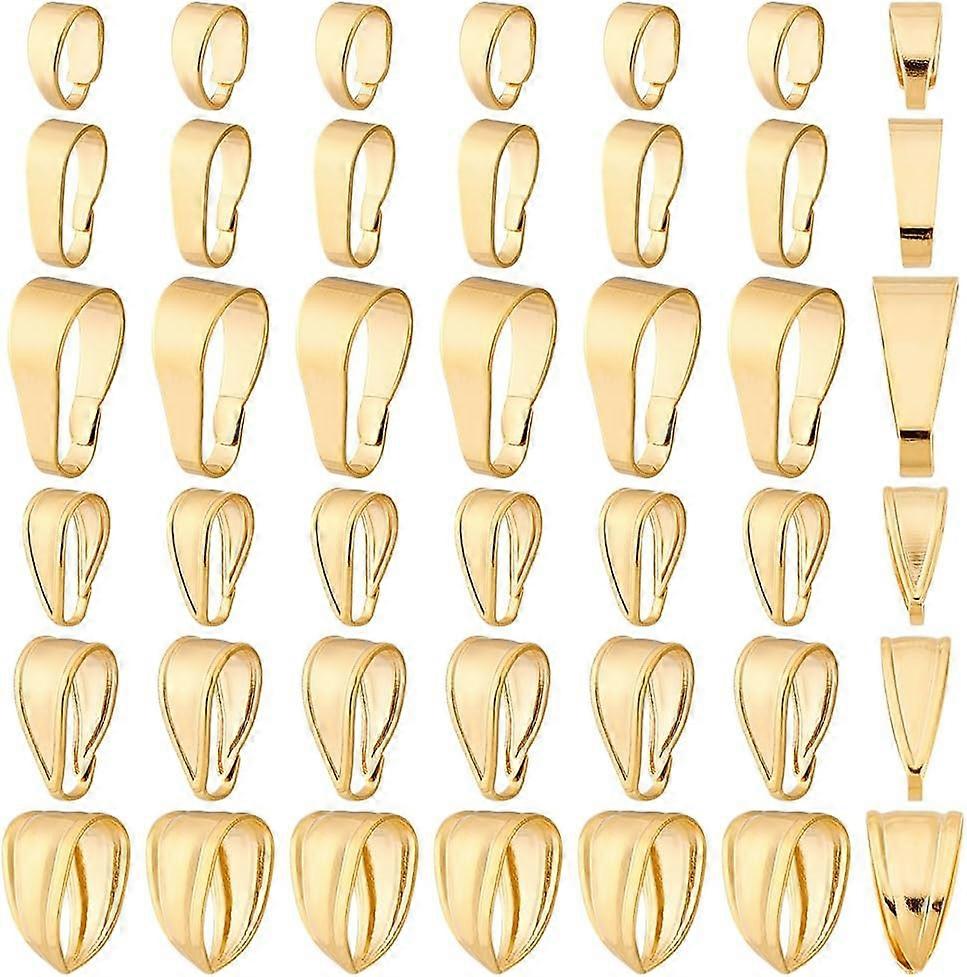 60pcs 24K Gold Plated Pendant Clasp Connectors 6 Styles Golden Pinch Bails Brass Necklace Charm Clasp Jewelry Clasps Snap on Bails Pendant Bails for J