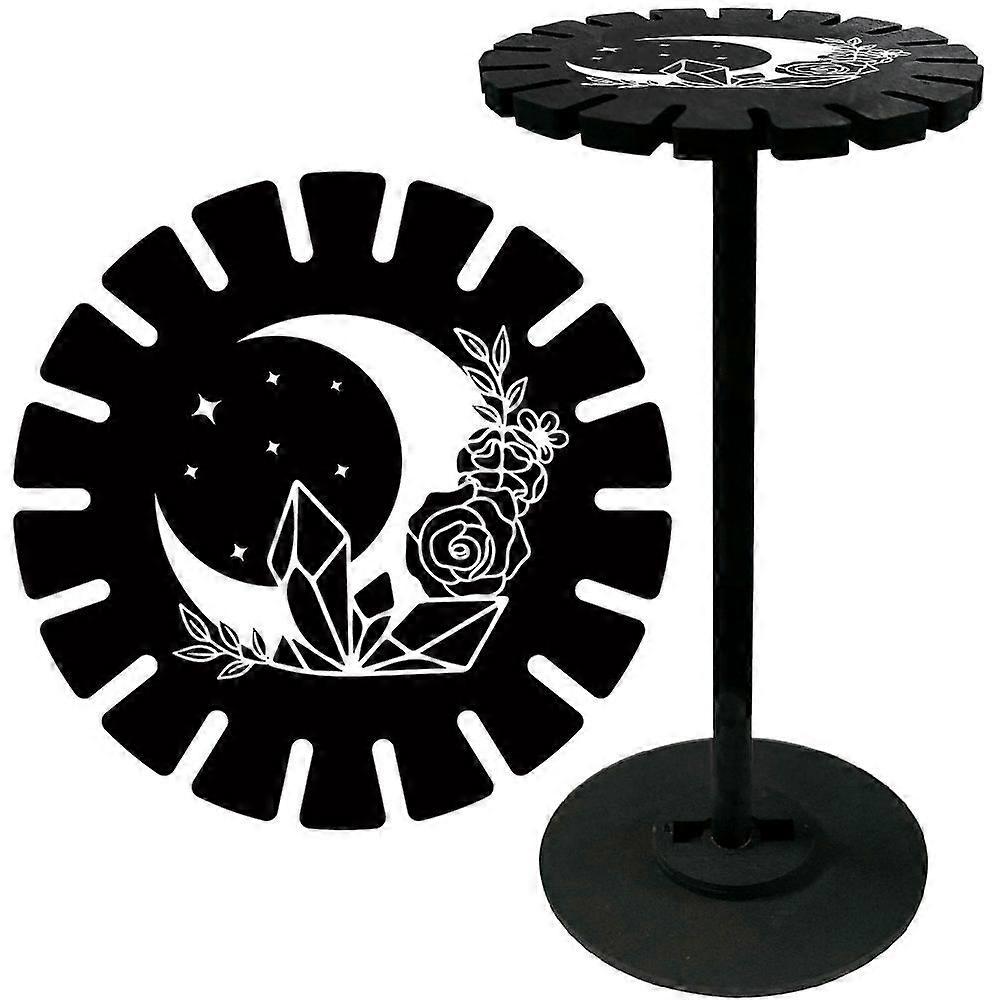 Wooden Wheel Wooden Display Shelf Black Holder Stand Rustic Divination Pendulum Storage Rack Witch Stuff Moon 120x10mm Hole: 20mm