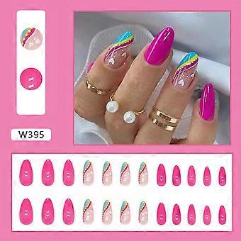 Rose Red Medium Press On Nails Convenient Cost-effective Manicure  Jelly Glue Model