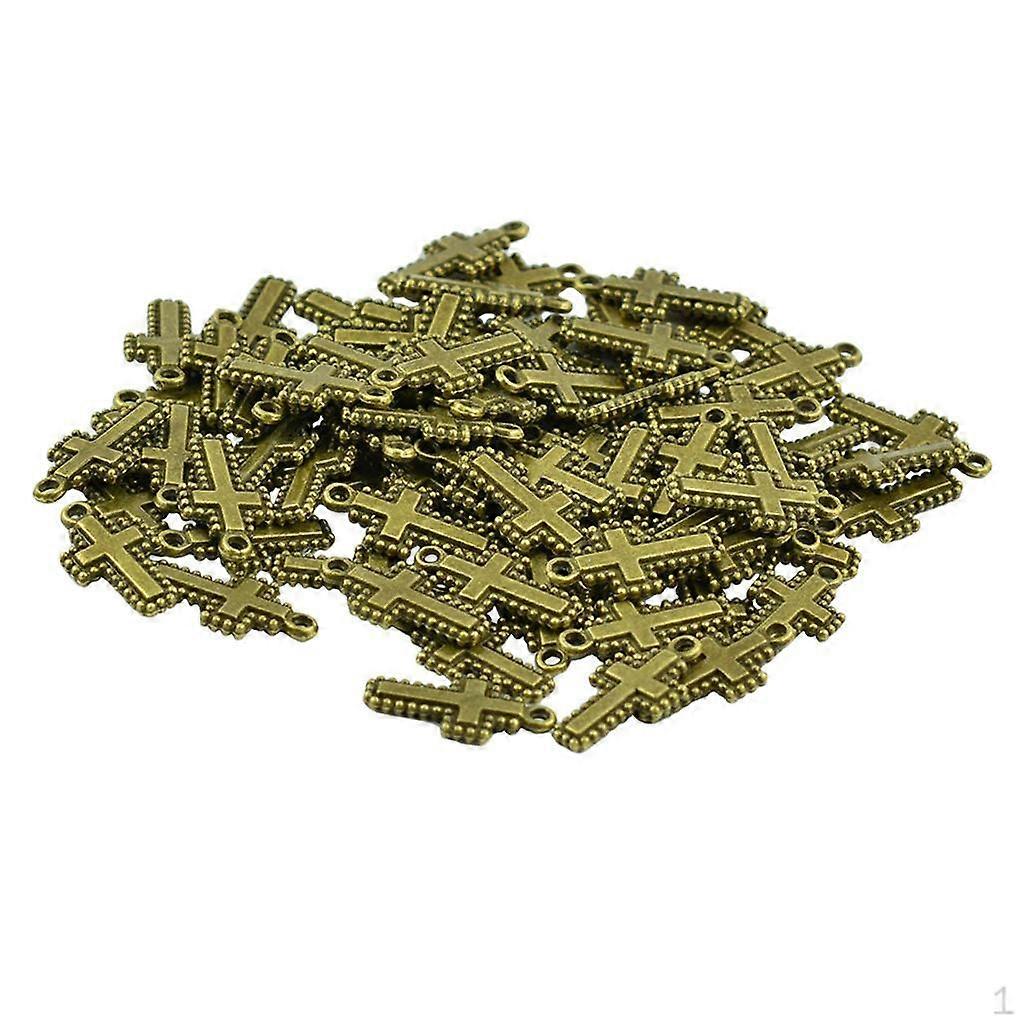 50 Pieces Bronze Christian Dot Pendant Beads DIY Religious Bead Crafting Findings 20mm