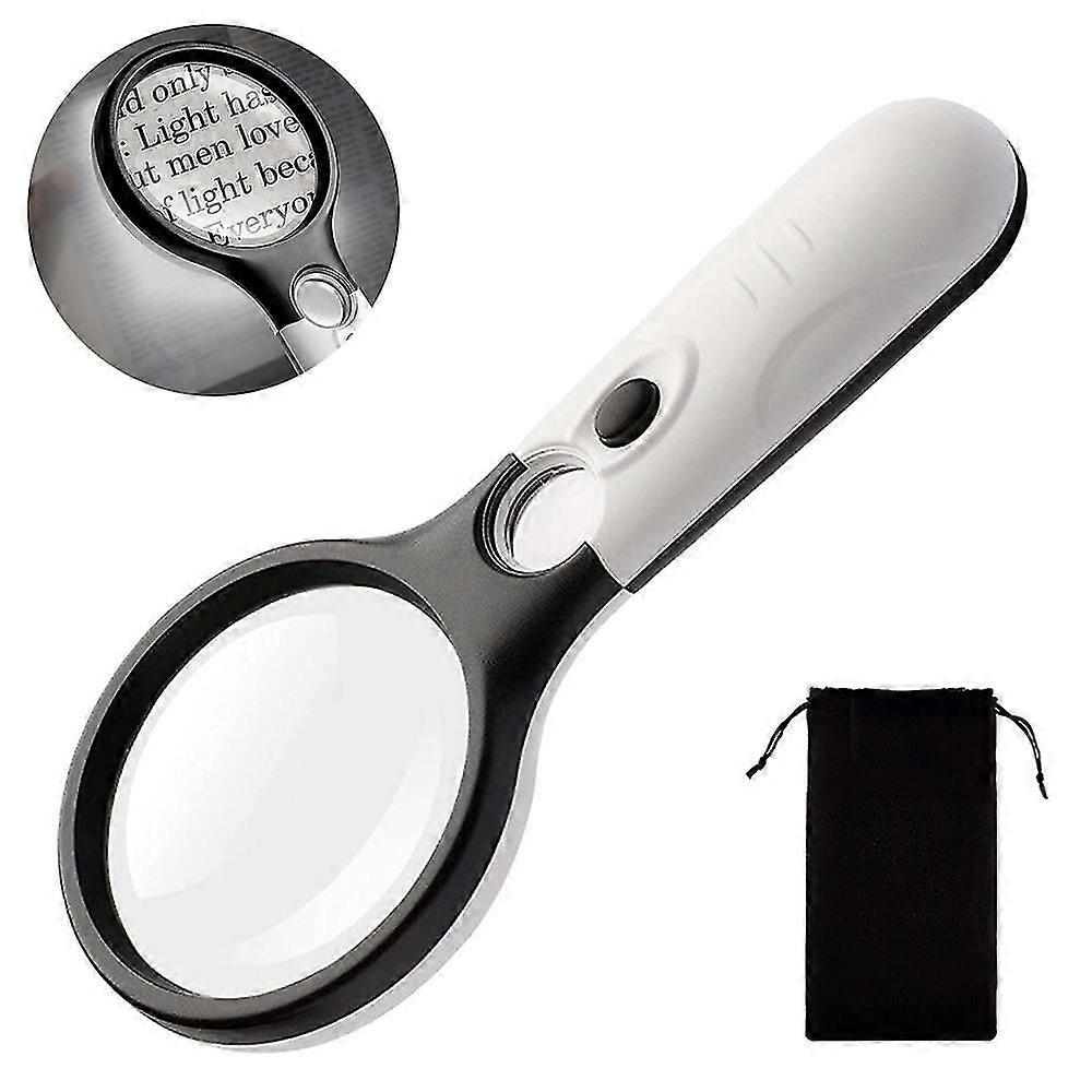 1 Pcs Magnifying Glass With Light,3x ,45x Handheld Magnifier,led Lighted Magnifying Glass For Reading Small Prints,coins,map,jewelry,hobbies Crafts