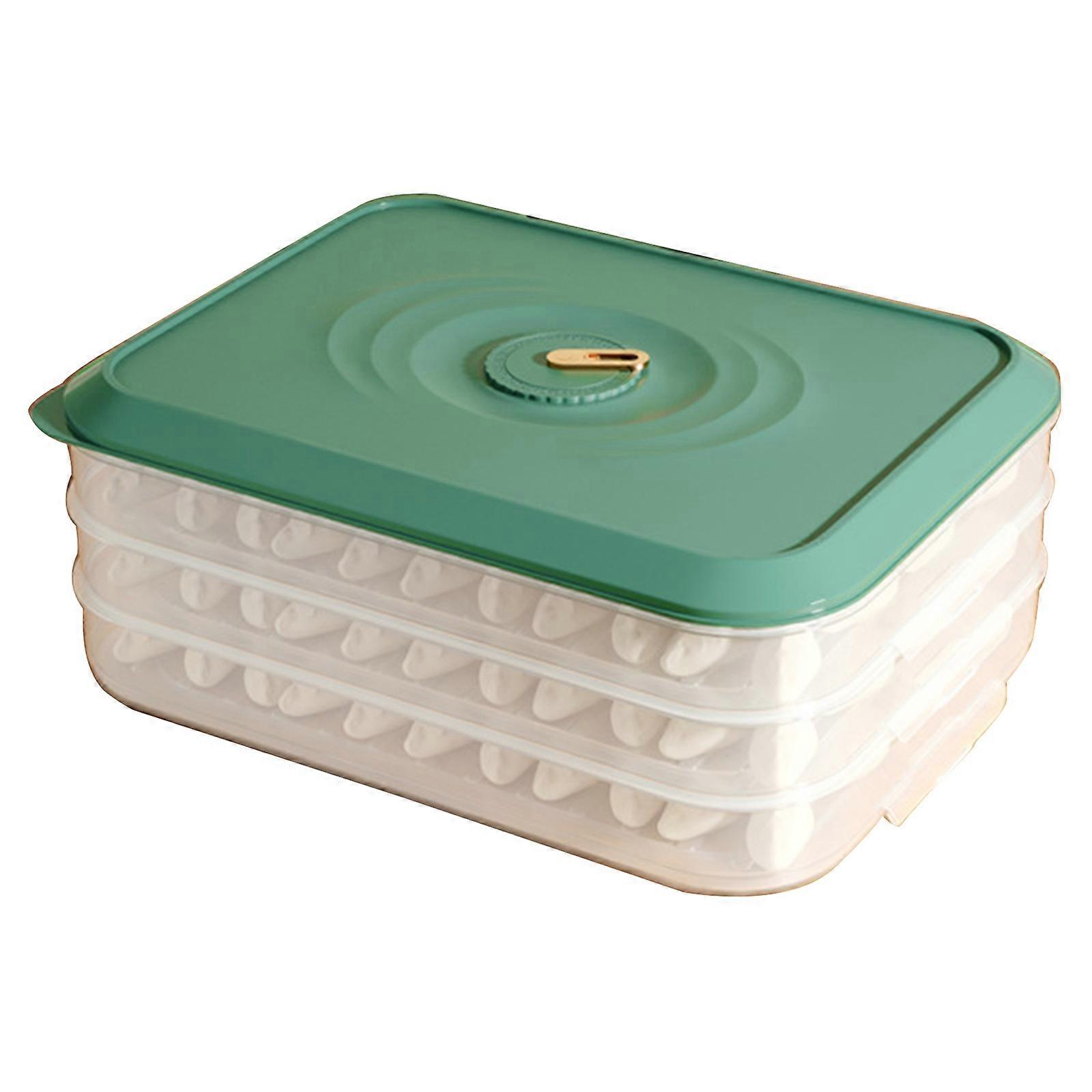 Dumplin Storage Box Large Capacity Multi Layer Stackable Food Organizer  Green