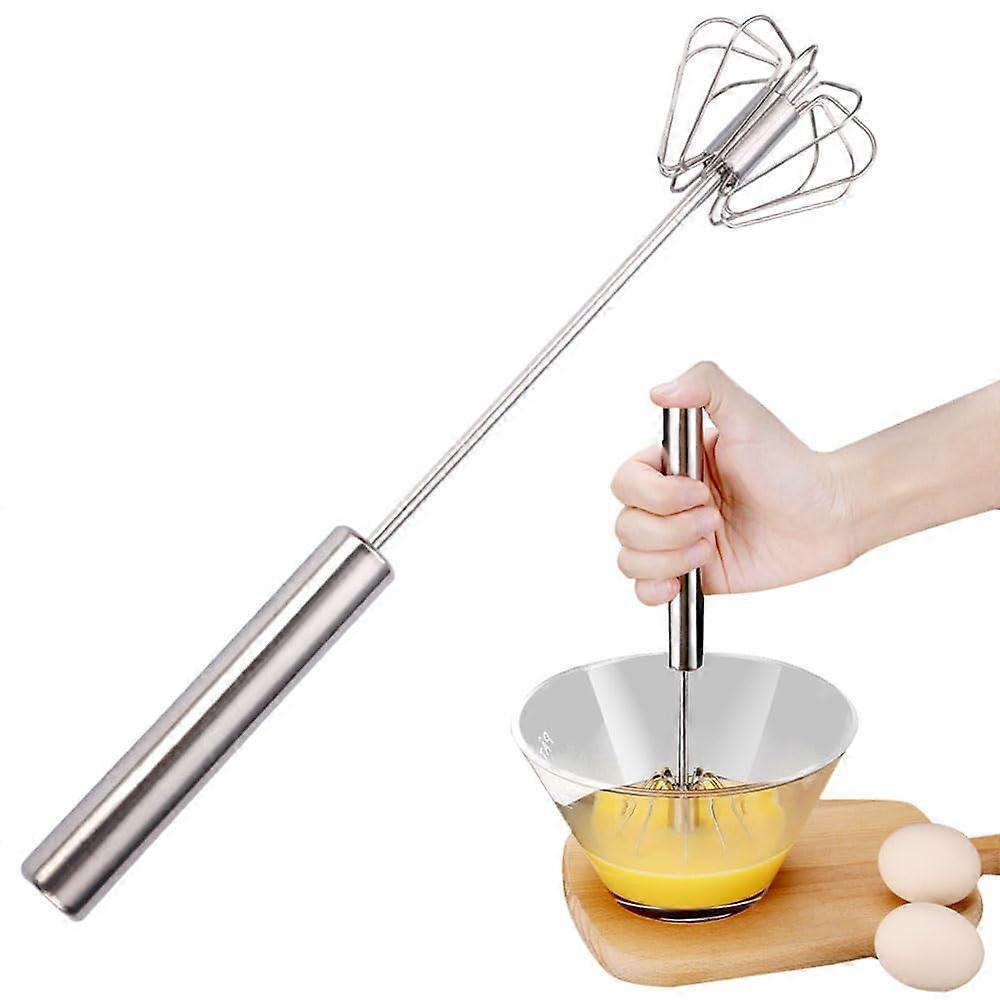 Stainless Steel Semi-Automatic Hand Push Rotary Whisk Blender for Cooking Kitchen 10 in