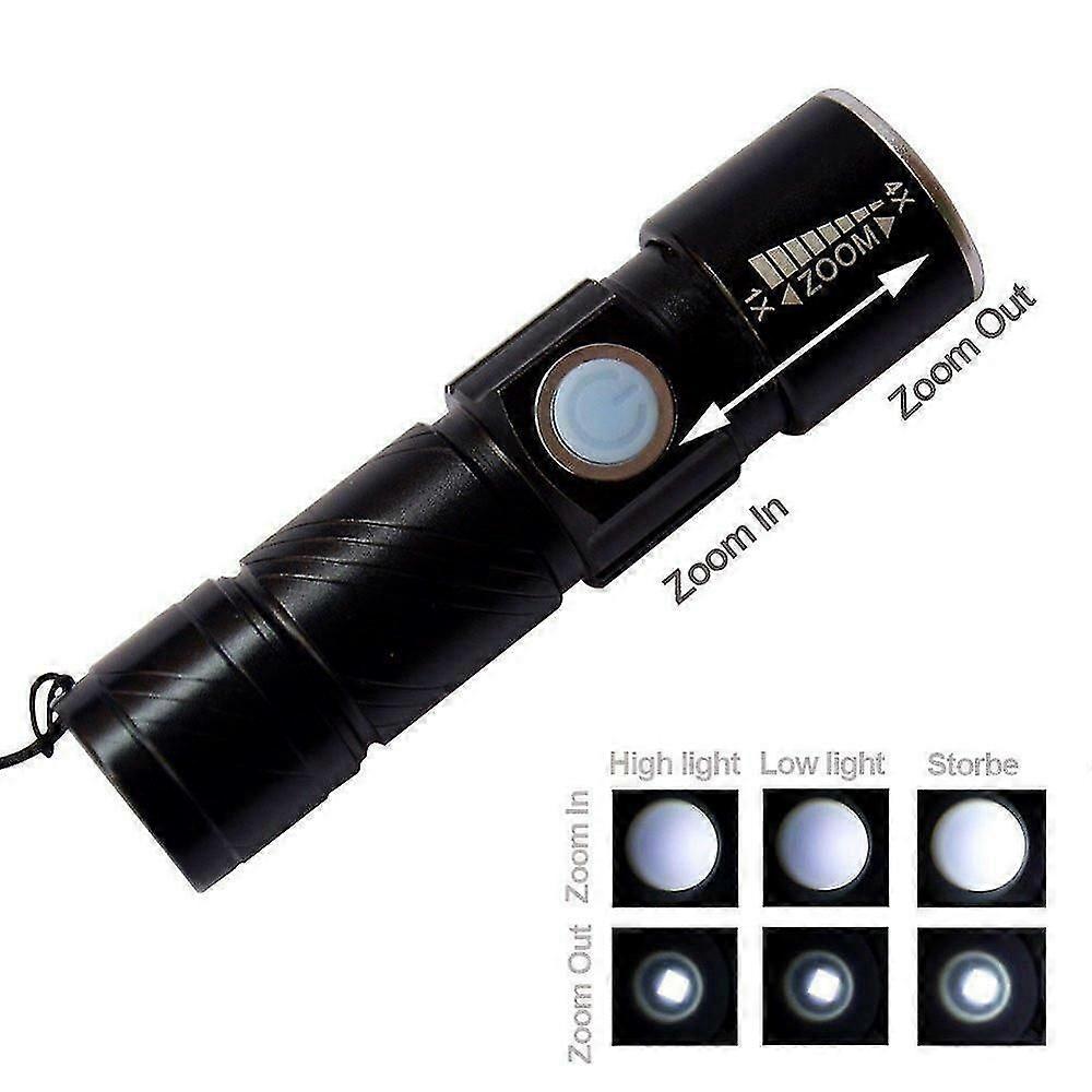 Zoomable Torch Usb Rechargeable Ultra Bright Led Torch Flashlight