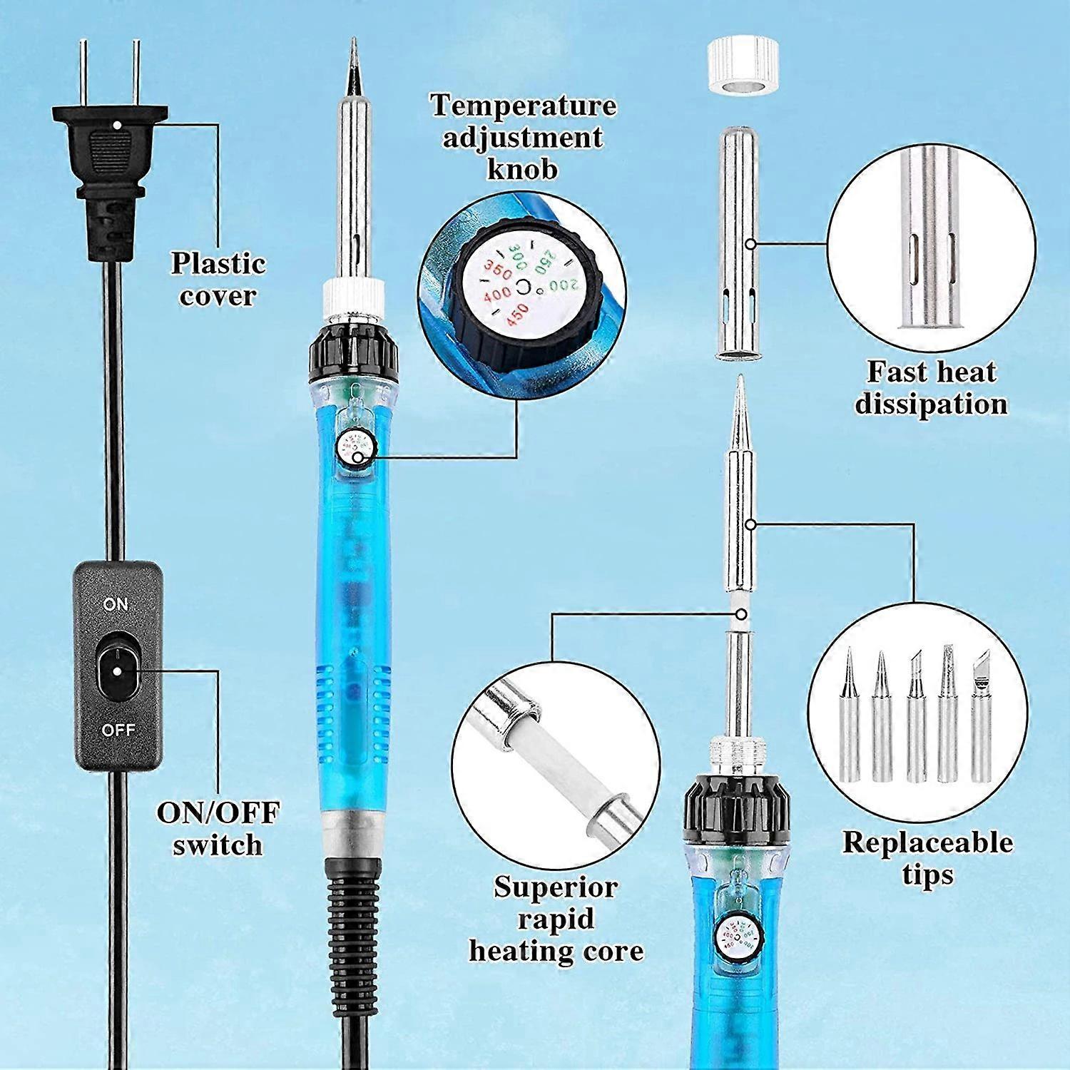 Wood Burning Tool Kit 38PCS Professional Pyrography Pen with ON/OFF Button Soldering Iron Set Adjust