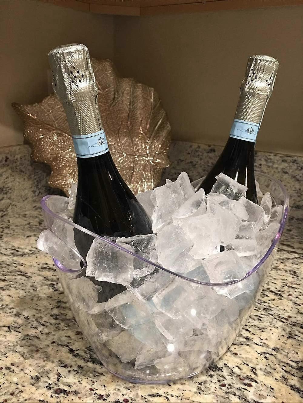 Ice Bucket For Beverages And Snacks, Clear Acrylic Storage Tub With Easy-To-Carry Handles, Beverage Chiller Bin Maintains Optimum Drinking