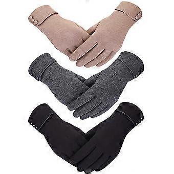 3 pares de guantes de invierno para mujer, cálidos, resistentes al viento y con pantalla táctil.