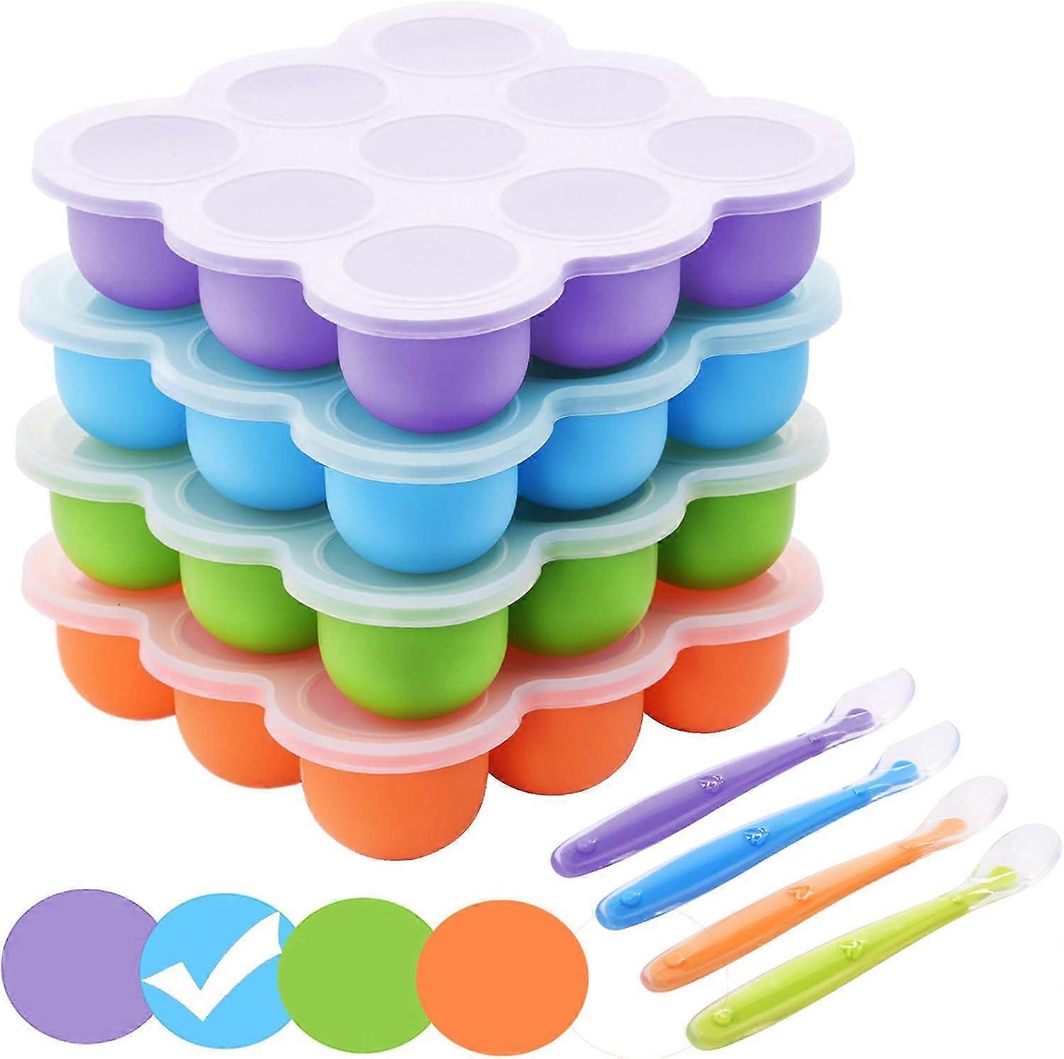 Innovative Baby Food Storage Freezer Tray, Food Grade Silicone Flexible Non-Stick Easy Meal Prep Reusable BPA Free for Kitchen Use (Blue)