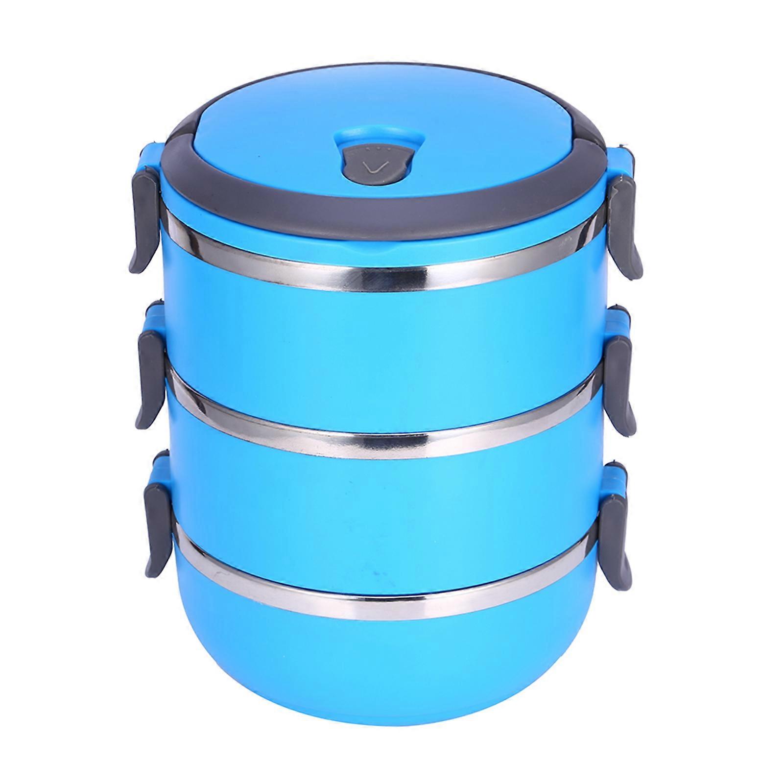 Round 3-Layer Stainless Steel Lunch Box Bento Picnic Food Container