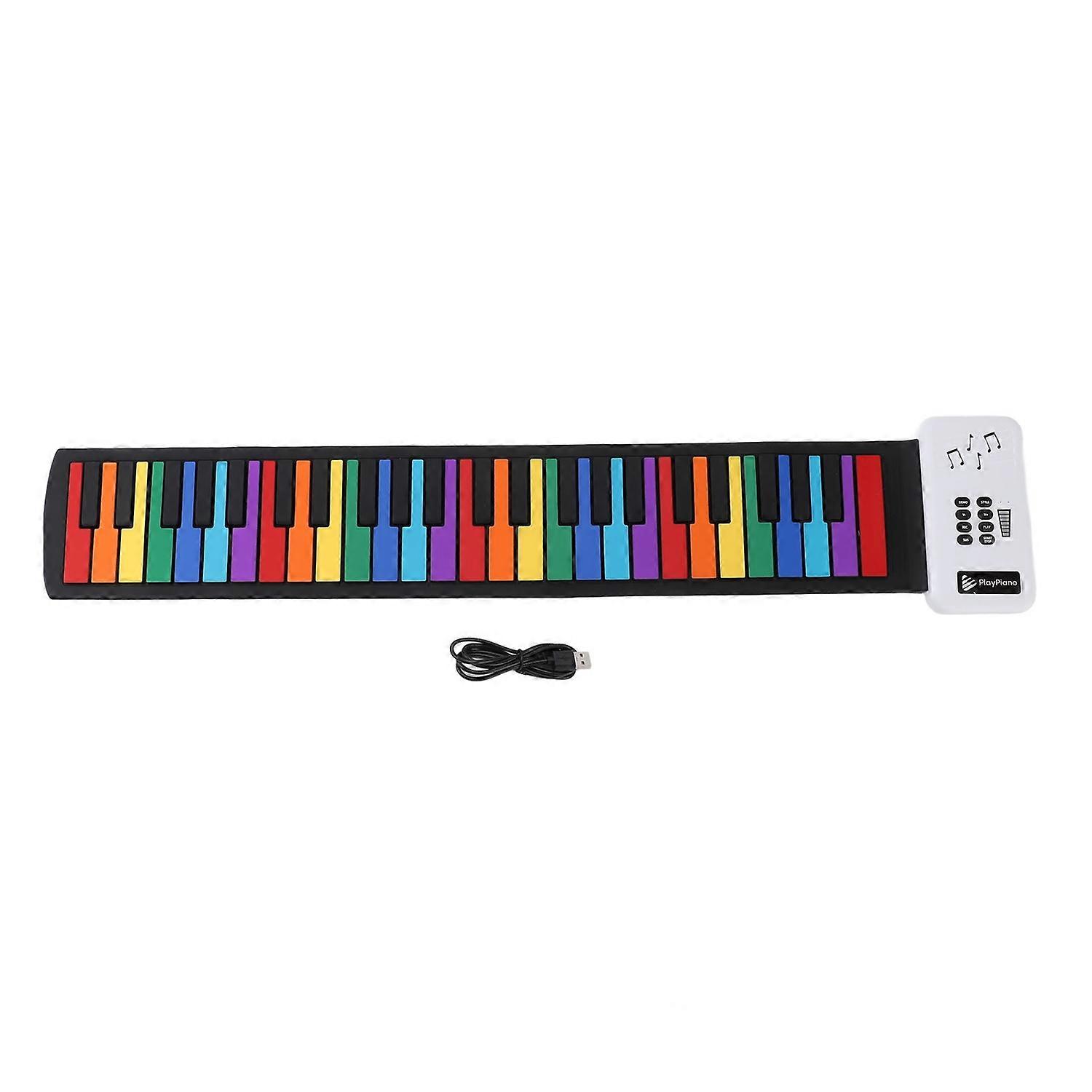 Roll Up Piano Keyboard Kids Beginners 49 Keys Electronic Flexible Portable Foldable USB Rechargeable
