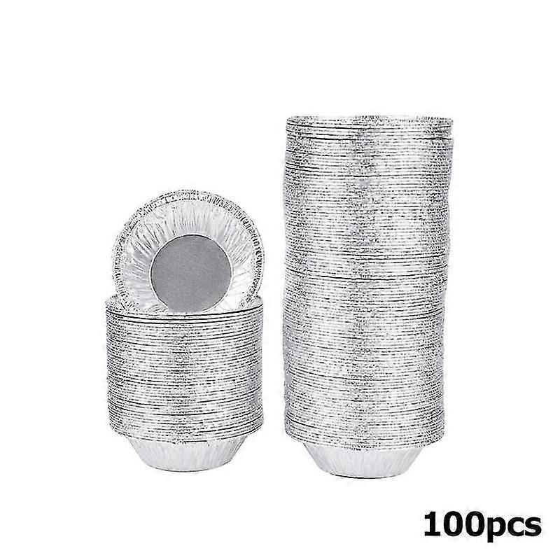 100pcs使い捨てアルミホイルエッグタルトモールドミニパンポットパイタルト金型卵ベーキングパンケーキトレイキッチンベーキングアクセサリー
