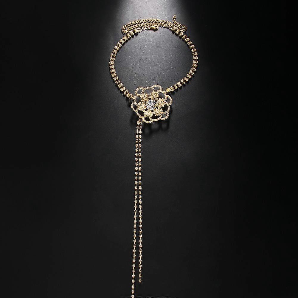 Diamond Flower Necklace Personalized Niche Celacium Clamp Chain Advanced Banquet Evening Dress Accessories Woman