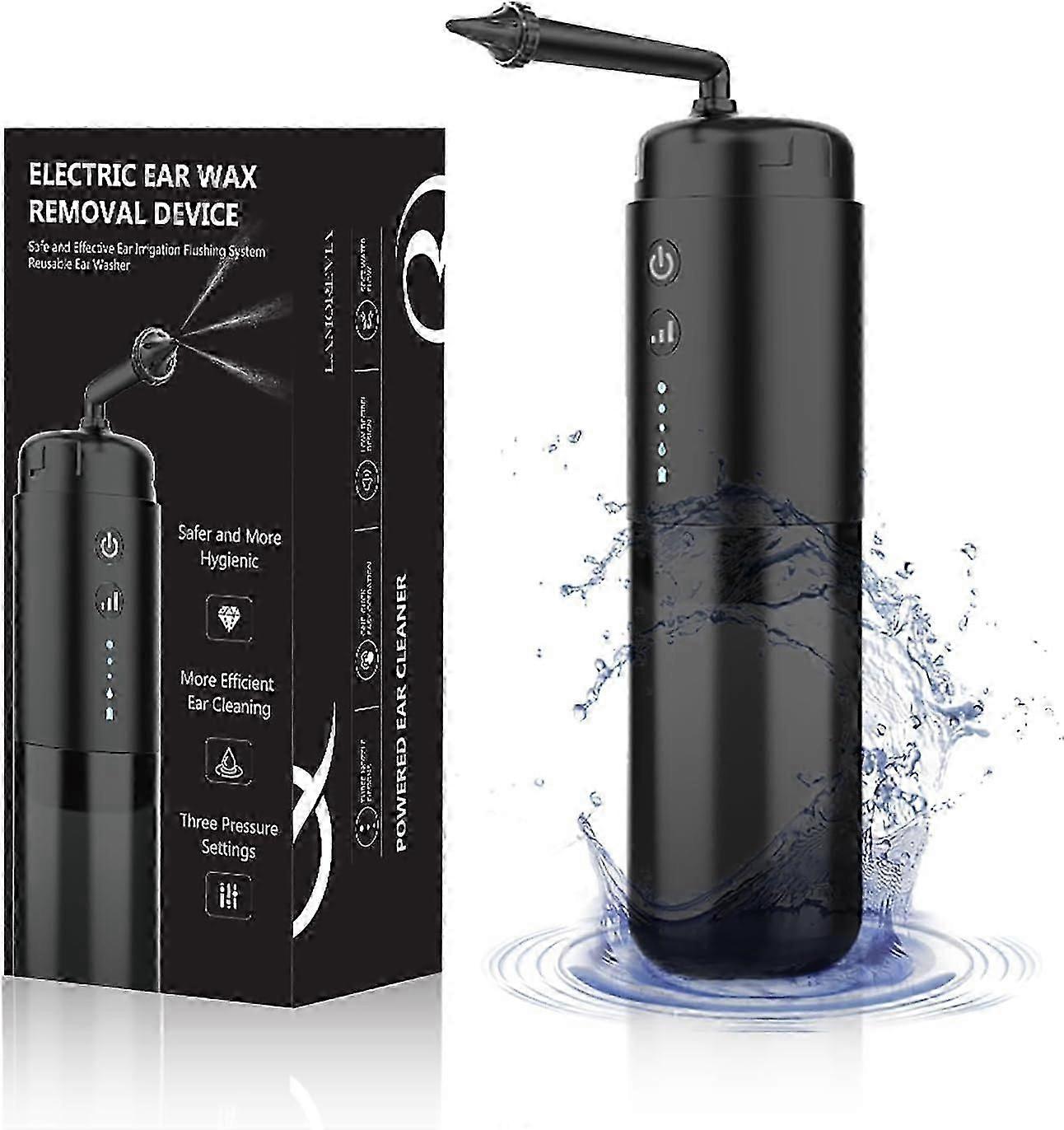 Electric Ear Wax Removal Kit, USB Rechargeable Ear Irrigation Water Cleaner Tool with 300ml Water Bottle,Ear Cleaner with 3 Pressure Modes