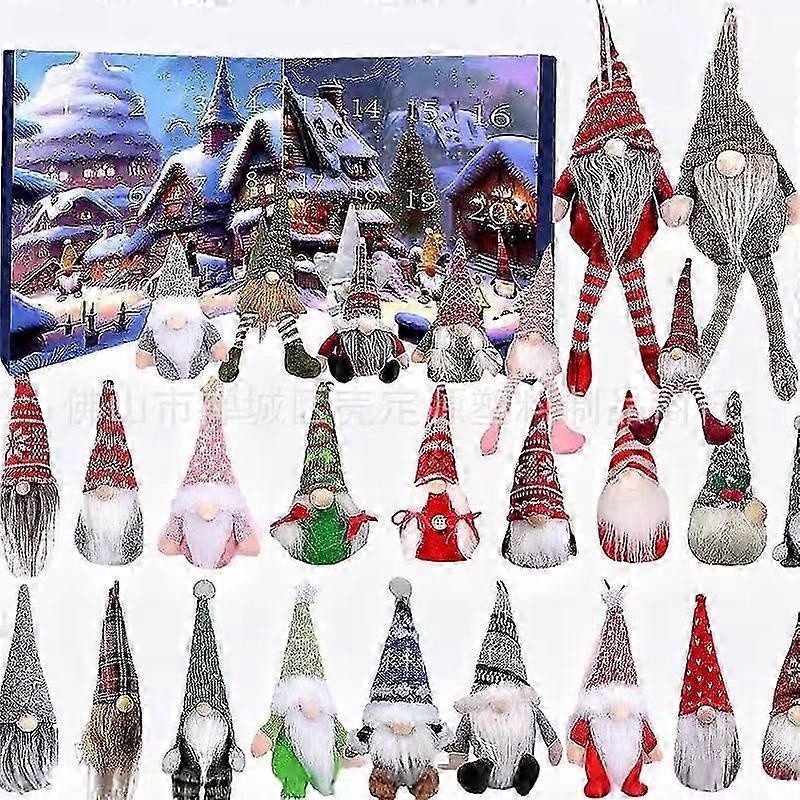 2024 جديد 24 قطعة العد التنازلي التقويم مجهول الهوية المسنين القزم أفخم مربع أعمى دمية صناعة يدوية نموذج لطيف لعبة الأطفال هدية عيد الميلاد