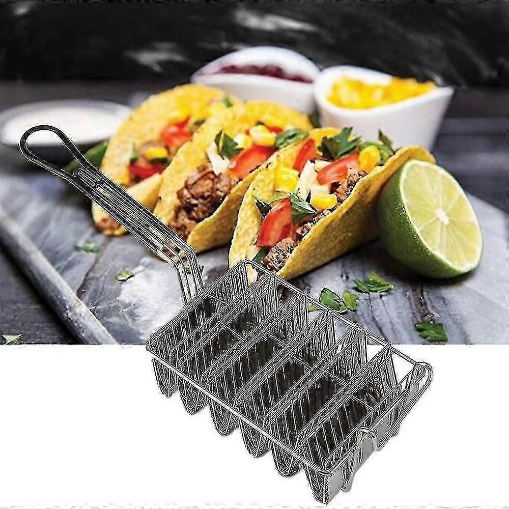 2025 New Taco Fryer Basket, Taco Shell Fryer, Holds 6 Shells Deep Fryer Taco Holders Basket With Grip Handle