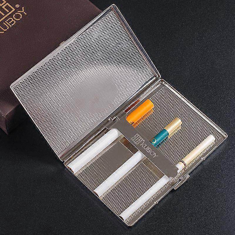 kuboy cigarette case Kuboy Kubao Lengthened Stainless Steel Cigarette Case Men And Women  Portable Cigarette Case Storage Box Fine Counts 12 Pcs Protective Box
