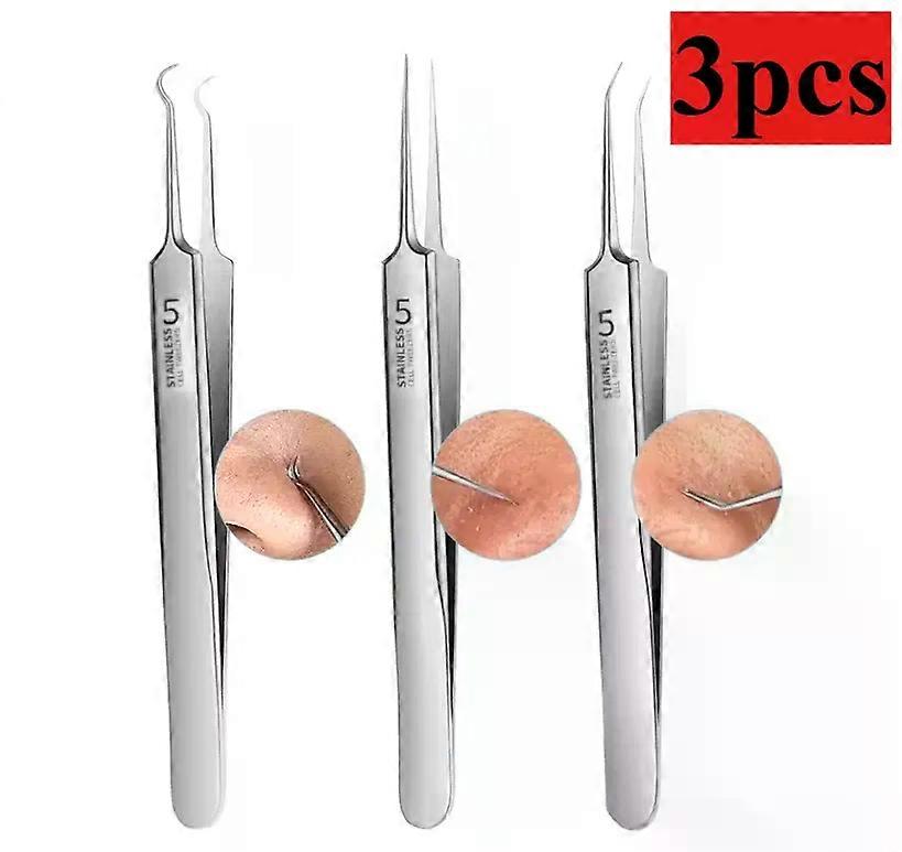 Allemand 1/3Pack Extra Fine No. 5 Cellulaire Acné Points Noirs Pince à épiler - Beauté du visage Enlever l’acné Outils d’aiguille pour les outils de soins de la peau