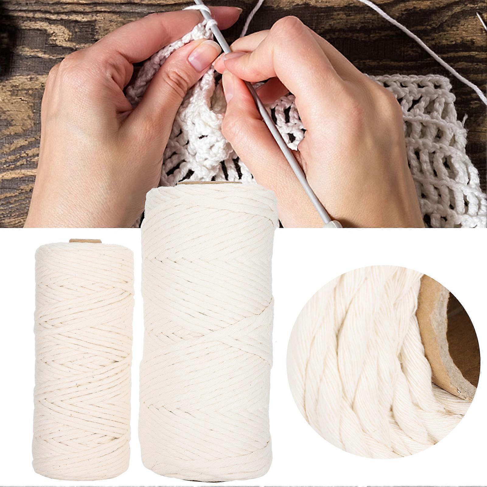 2Pcs 100M Cotton Macrame Cord 3mm & 4mm Twisted DIY String