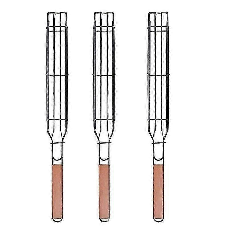 3Pcs BBQ Grilling Basket Stainless Steel Barbecue Grill Basket Tools Grill Mesh for Fish Vegetable