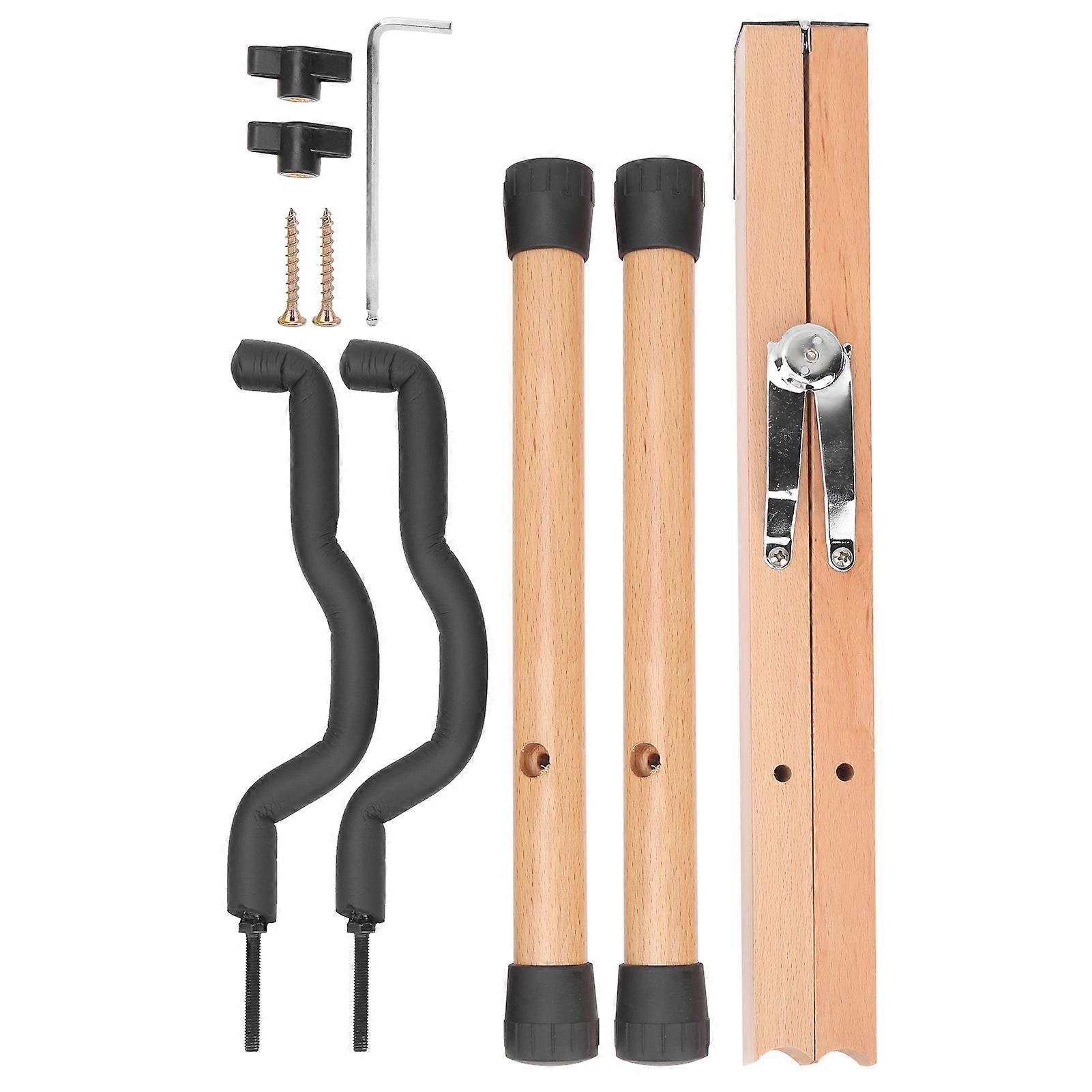 Solid Guitar Stand Beech Folk Classical Rack Vertical Folding Floor for Home BassSolid Beech Guitar Stand