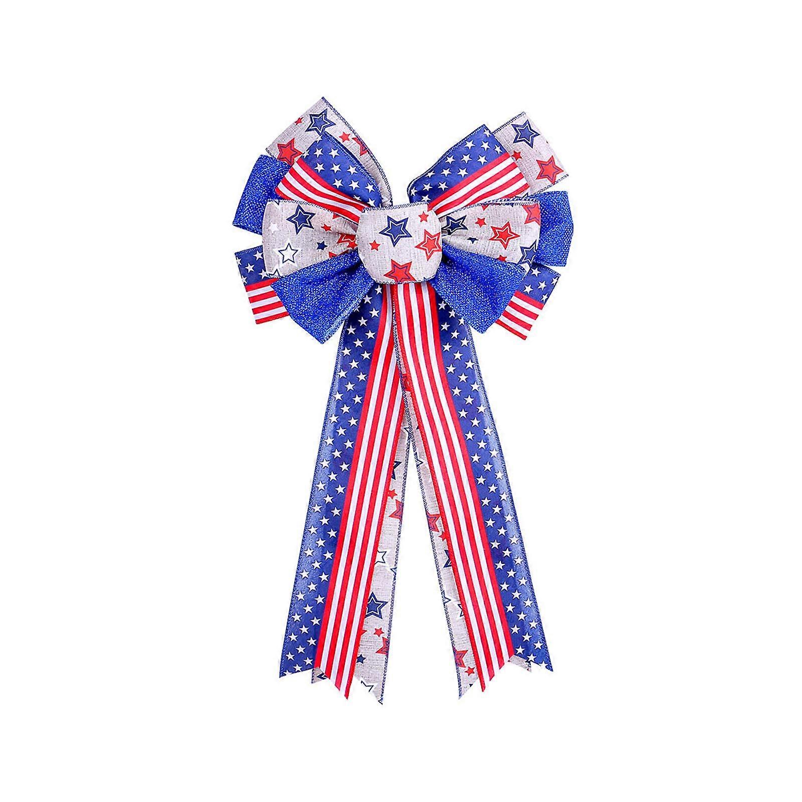 Independence Day Ribbon Bowknot for Party Tree Decorations Large Burlap Bowknot for Front Door Decorations