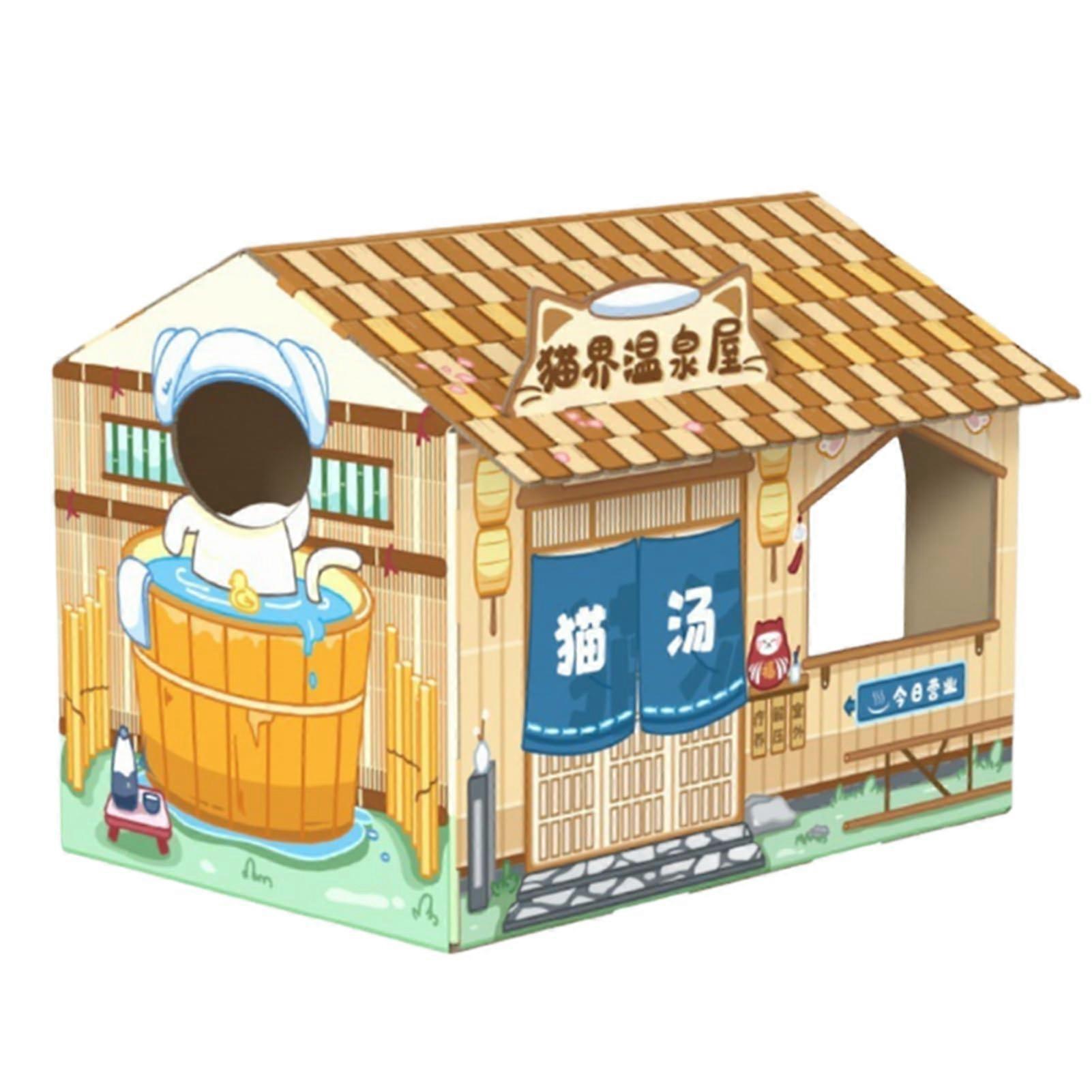 Cardboard Cat House with Catnip - Corrugated Paper, Small Size, Eco-Friendly Design for Indoor Cats