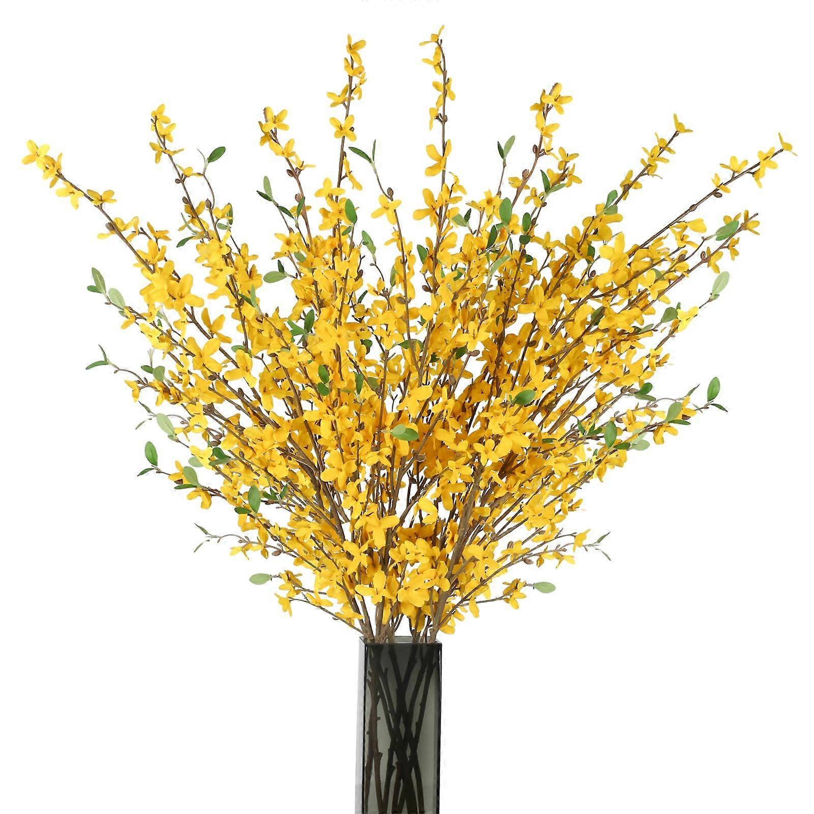 8PCS 40.6 '' Fake Forsythia Stem Artificial Orchid Flowers İpek Forsythia Branches, Long Root