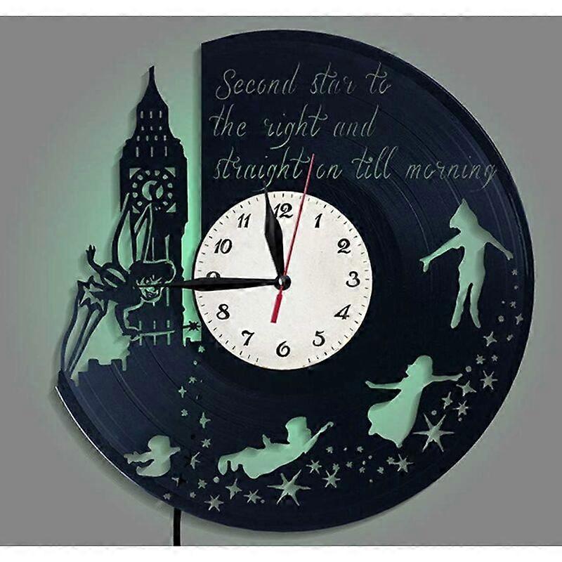 Save the 12 inch led light peter pan clock vinyl wall clock creative wall clock