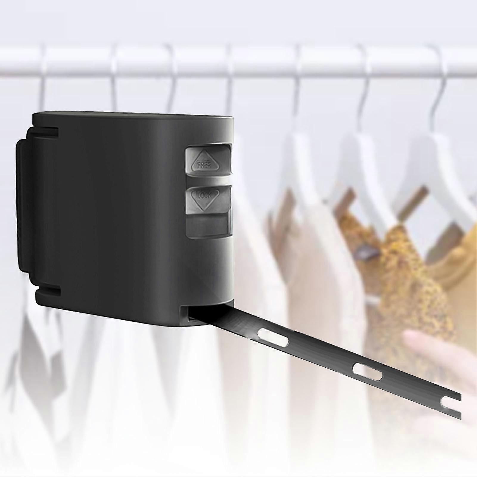Puch Free Retractable Clotheslines Invisible Wall Mounted Hanger with Adjustable Snap Black