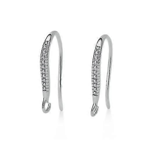 (1 زوج من الذهب الأبيض) خطافات أذن طويلة منحنية من الماس