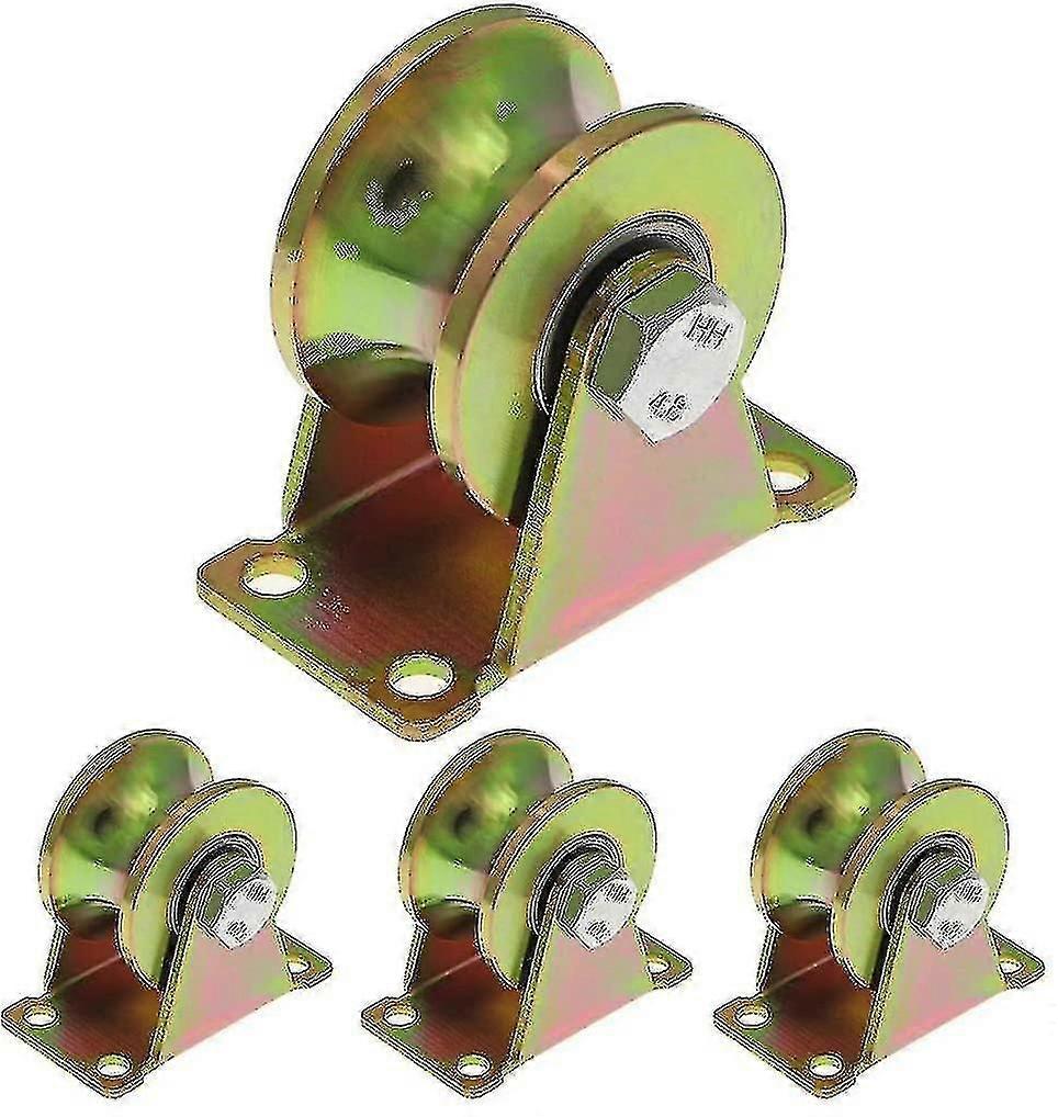4 Pcs Sliding Gate Wheels 50mm, Steel Wheels With U Groove, U Groove Wheel For Reverse Track, Industrial Machine, Rolling Door, Load Capacity 300kg Pe